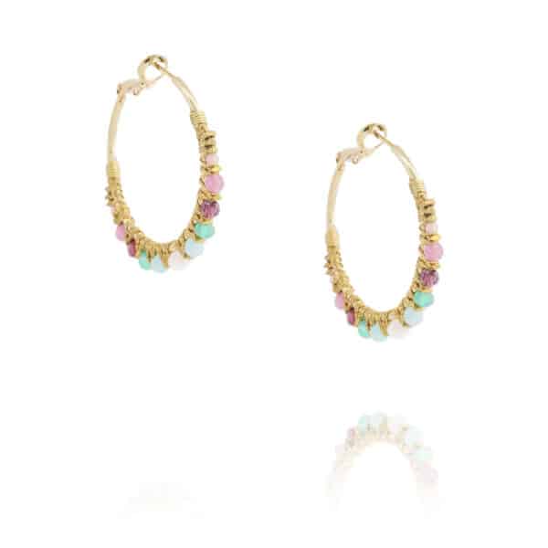 boucles d'oreilles créoles multicolore par Satellite chez Dolita-bijoux