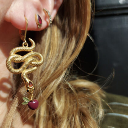 boucle d'oreille Sissi pomme serpent tendance bijoux femme par La2L chez Dolita-bijoux