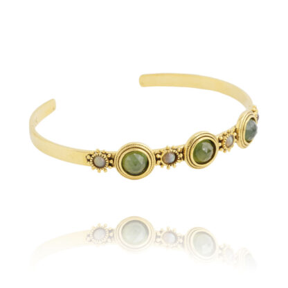 bracelet jonc Jasmine en pierre serpentine et labradorite par La2L chez Dolita-bijoux