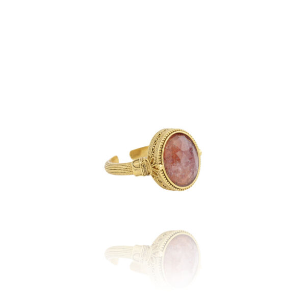 Bague dorée Camay en quartz fraise par LA2L chez Dolita-bijoux
