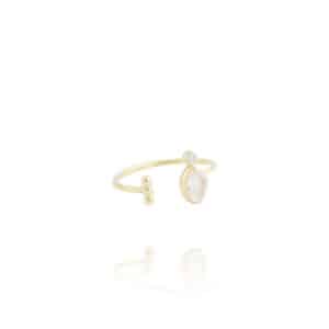 Bague Mani en pierre de lune et zircon par Be Maad chez Dolita-bijoux