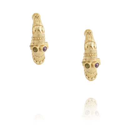 Boucles d'oreilles créoles Jasmine avec pierres semi précieuse par La2L chez Dolia-bijoux