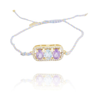 bracelet cordon améthyste et topaze bleue par Diapéris chez Dolita-bijoux