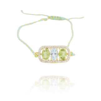 bracelet cordon péridot et topaze bleue par Diapéris chez Dolita-bijoux
