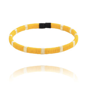 bracelet tissé orange et doré réglable par Guanabana chez Dolita-bijoux