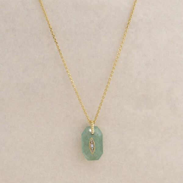 collier femme perles pierres naturelles quartz fraise vert par hanka in chez Dolita-bijoux