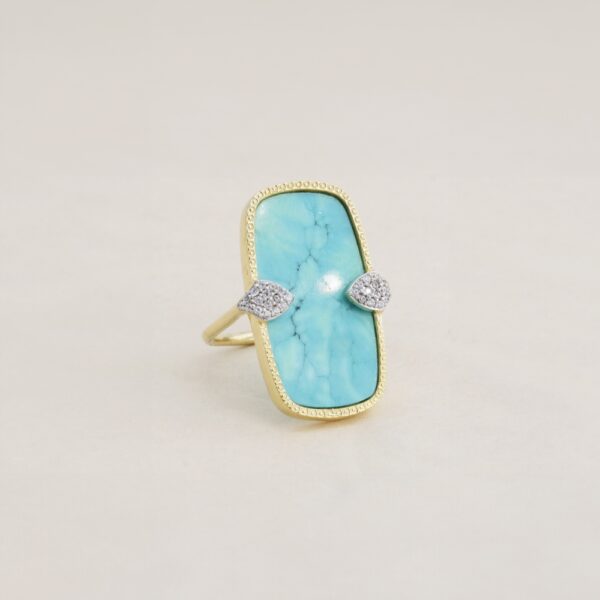 Bague Sangha en Turquoise by Be Maad dorée à l'or fin 18K