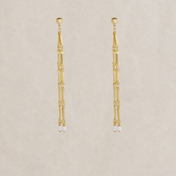 Boucles d'oreilles Tala Grande By Garance en perles de culture sur chaînes dorées