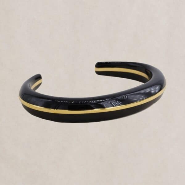 Bracelet en résine noire avec bande en plaqué or 18 carats Lucas Jack chez Dolita-bijoux