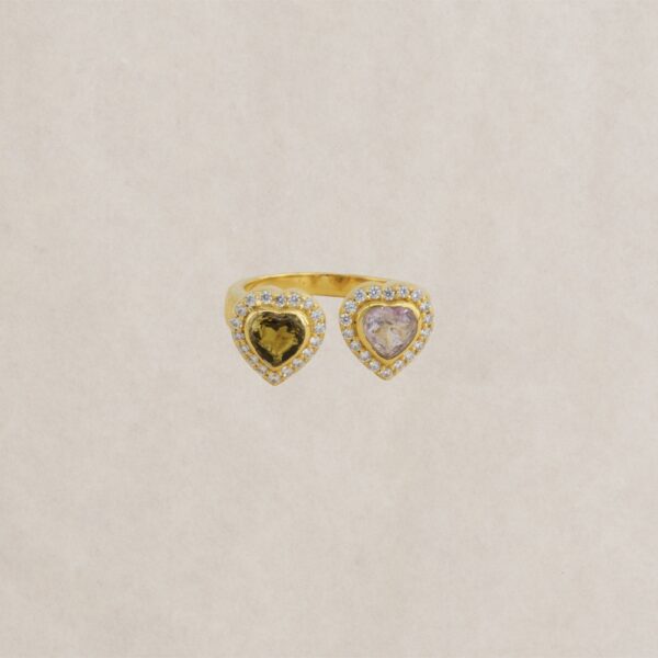 Bague "Bleuet" ajustable avec tourmalines rose et verte naturelles signée Diaperis. Chez Dolitabis