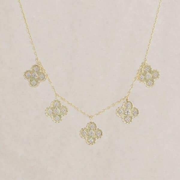 Collier pineto en plaqué Or avec pierres zircon, signé Diaperis. Chez Dolitabis