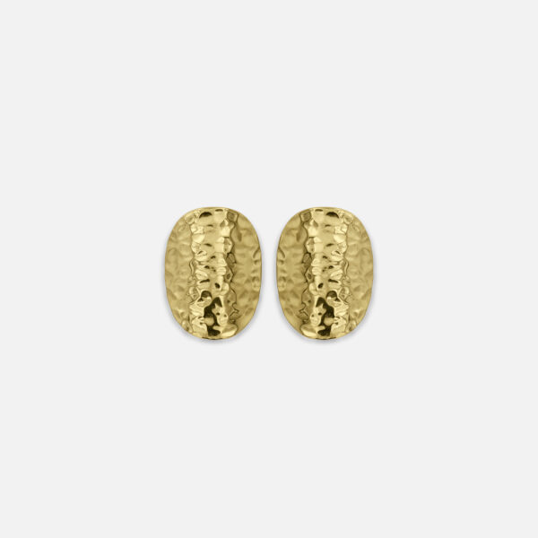 Boucles d’oreilles Jorgina – Forme ovale doré à l’or fin martelé
