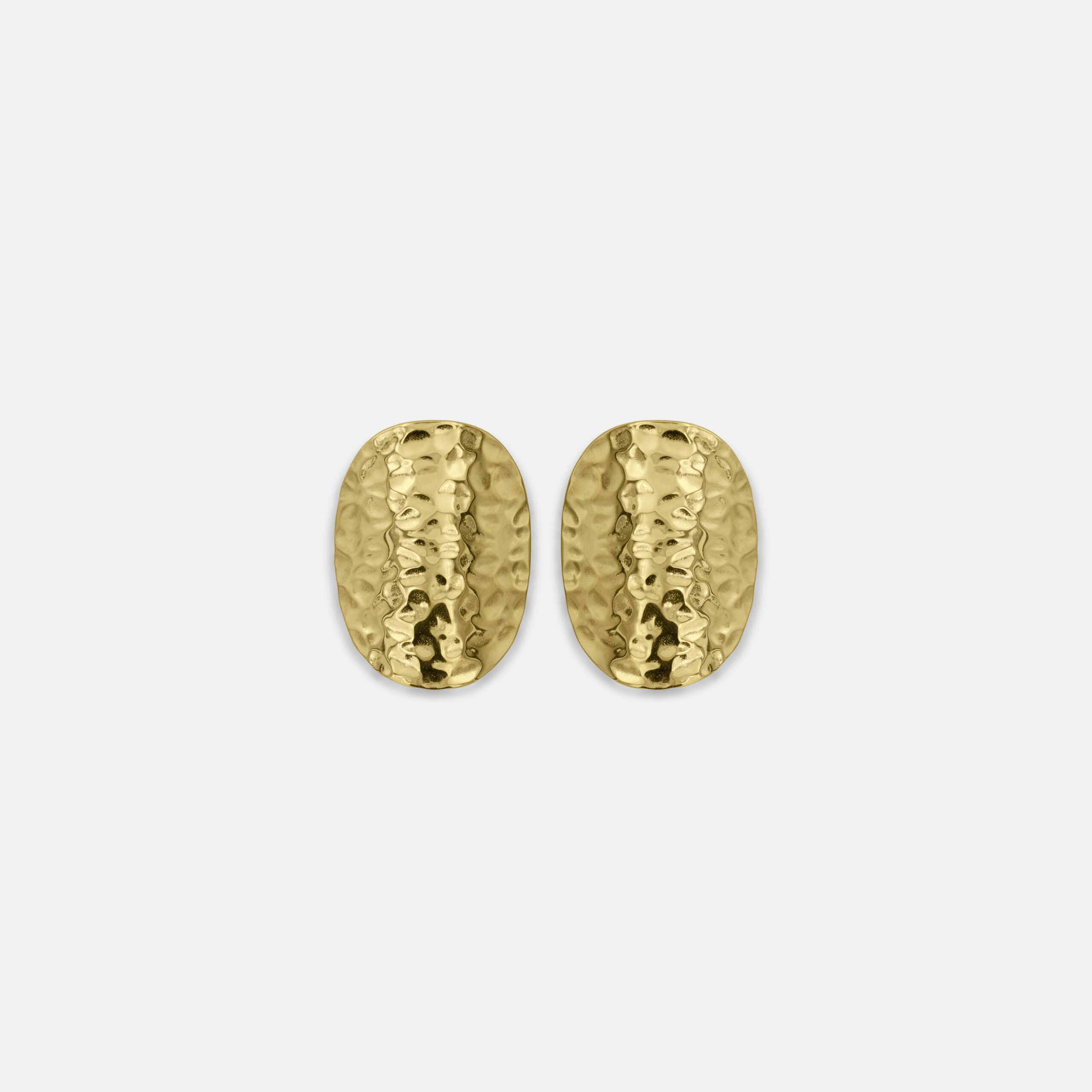 Boucles d’oreilles Jorgina – Forme ovale doré à l’or fin martelé