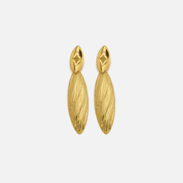 Boucles d’oreilles Leaf – Jorgina doré martelé