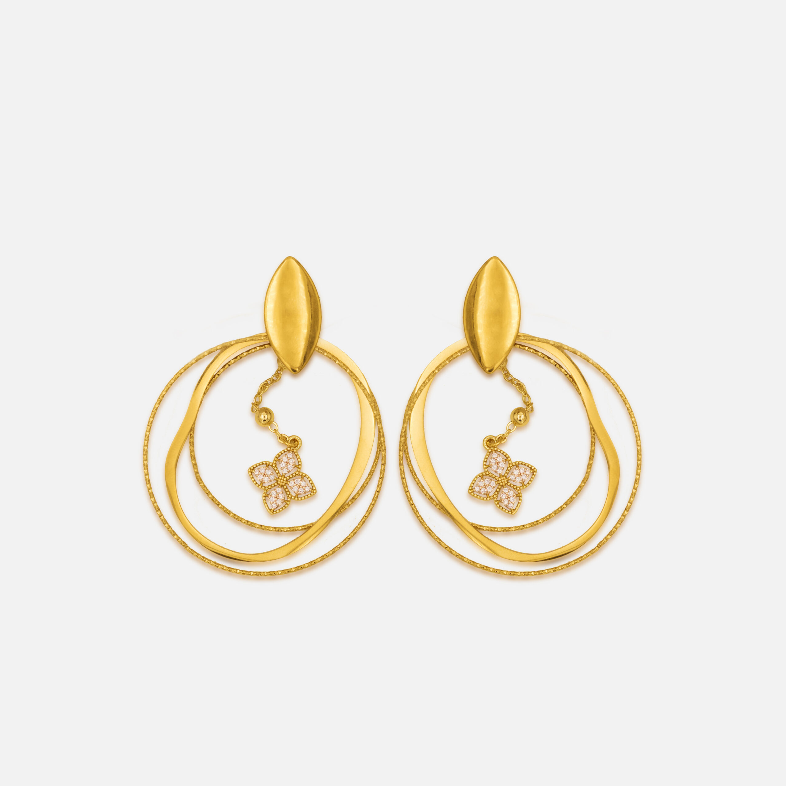 Boucles d’oreilles Fantaisie – Jorgina doré à l’or fin & zircons