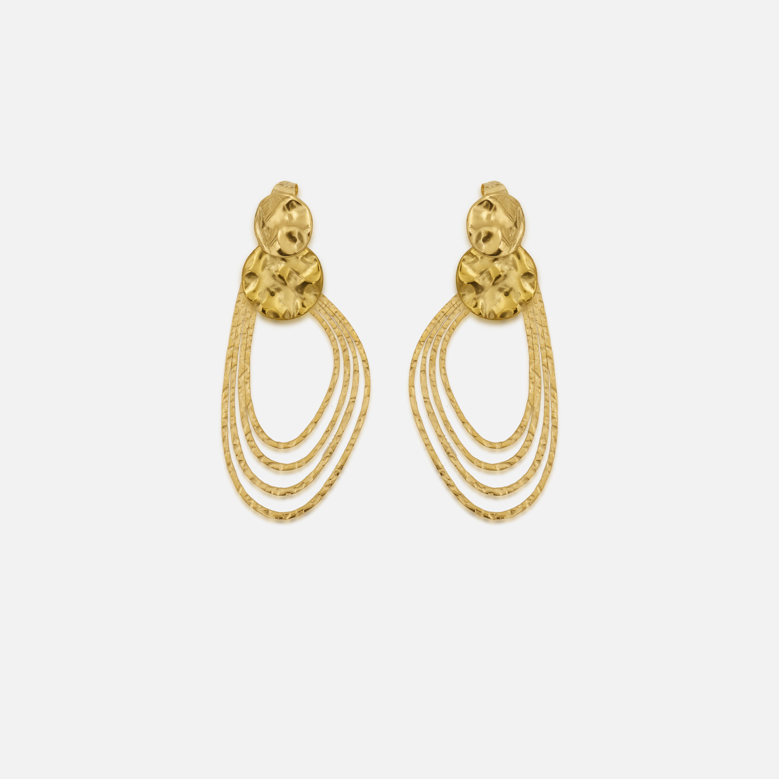 Boucles d’oreilles Fantaisie Martelées – Jorgina doré à l’or fin