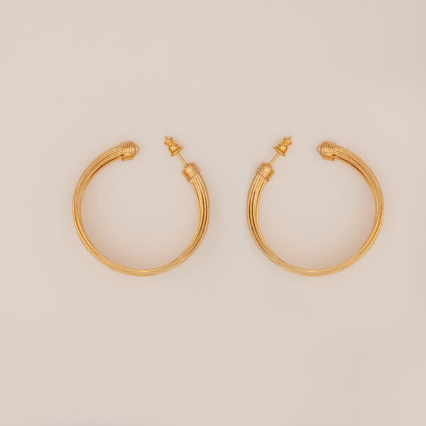 Boucles d'oreilles créoles Arpa cabochons petit modèle dorées