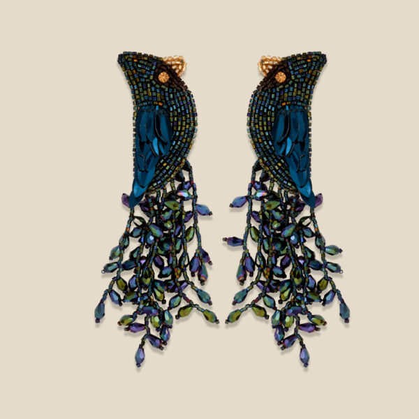 Boucles d'oreilles Cardinal Bleu pétrole