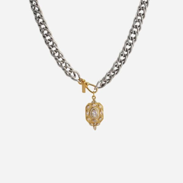 Collier Goya Delphes chaîne argent avec pendentif doré serti
