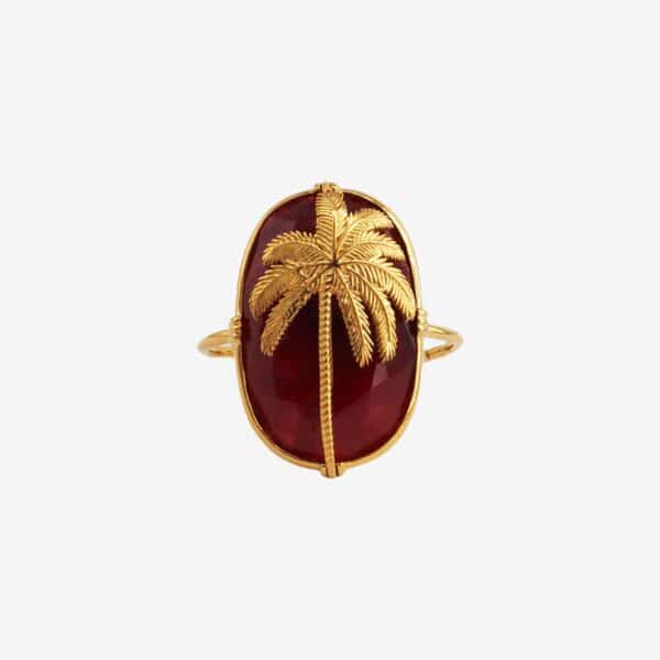 Bague Palmier femme pierre Silimanite rouge Au fil de Lo