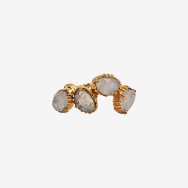 Bague Shiro Labradorite blanche plaqué or femme