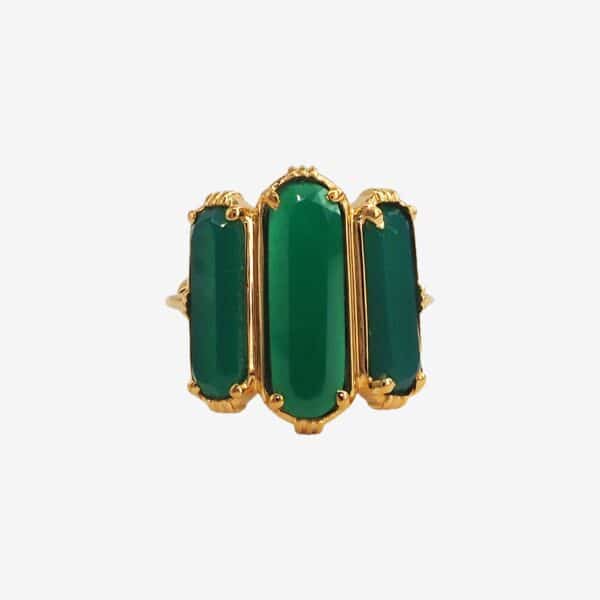 Bague Terzo pierre Agathe verte femme plaqué or