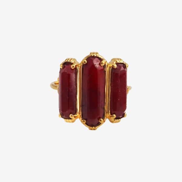 Bague Terzo pierre Silimanite rouge femme plaqué or