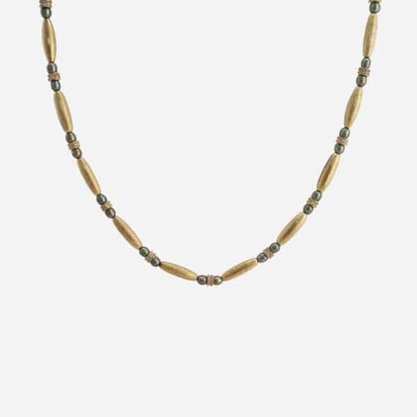 Collier enfilade perles d’eau douce grise verte femme Péla Hanka In