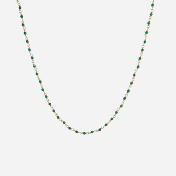 Collier Inde Agate Vert Émeraude de Une à Une avec pierres facettées vertes et chaîne dorée