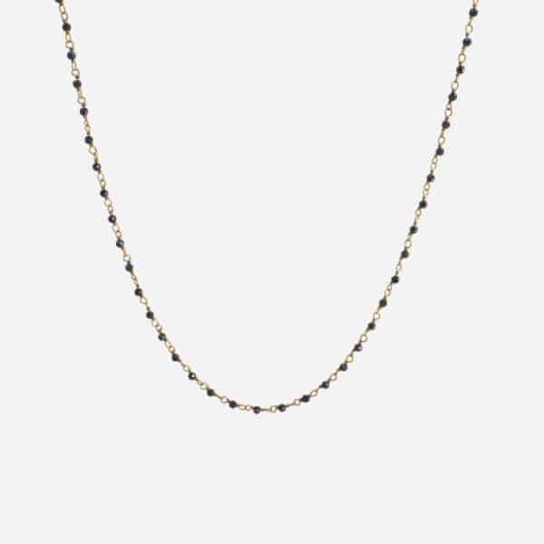 Collier Inde Bleu Royal de Une à Une avec perles facettées bleu profond et chaîne dorée