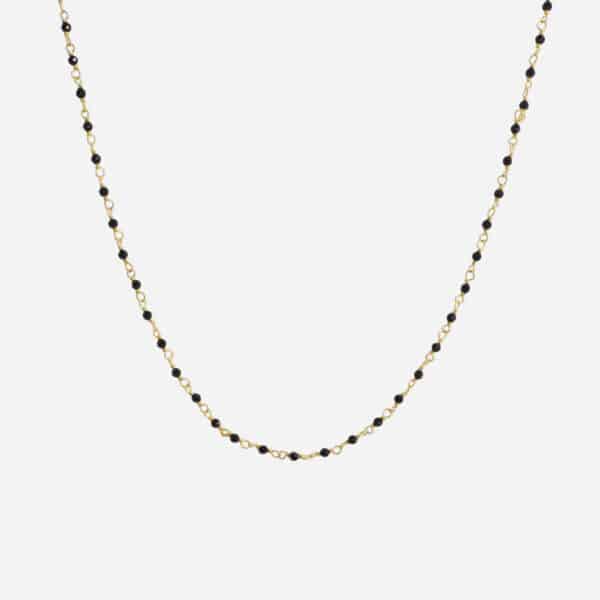 Collier Inde Onyx Noir doré à l'or fin 18 carats Une à Une vue de face