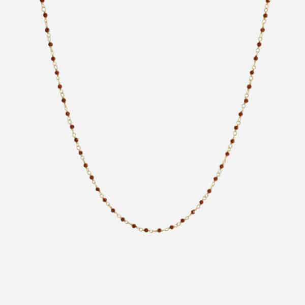 Collier Inde Pierre de Soleil doré à l'or fin 18 carats Une à Une