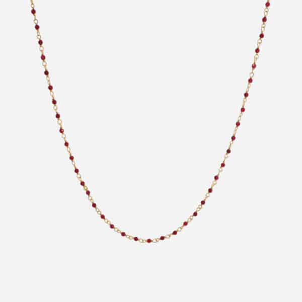 Collier Inde Quartz Framboise doré à l'or fin 18 carats Une à Une vue de face