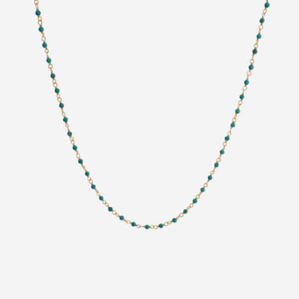 Profil du collier Inde Turquoise Recomposée doré à l'or fin Une à Une