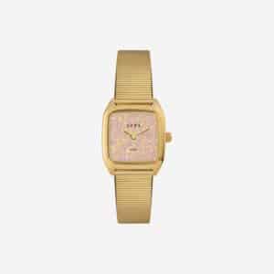 Montre Prima Opali 01 de Laps avec cadran Bello Opal® aux reflets rosés et bracelet doré