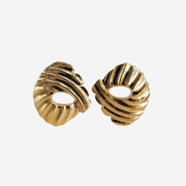 Boucles d'oreilles Okila dorées à l'or fin 24 carats Chic Alors vue de face