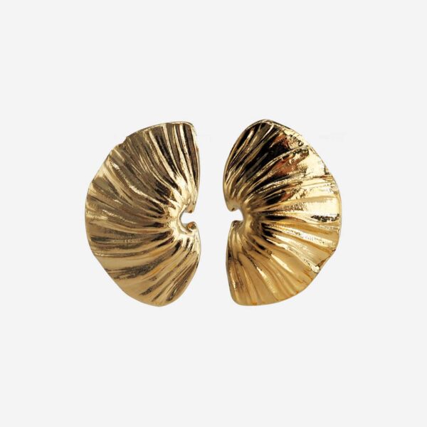 Boucles d'oreilles Pégase dorées à l'or fin 24 carats Chic Alors vue de face